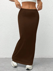 EZwear Women'S Black Knit Tight-Fit Knee-Length Skirt - WestLine Apparel