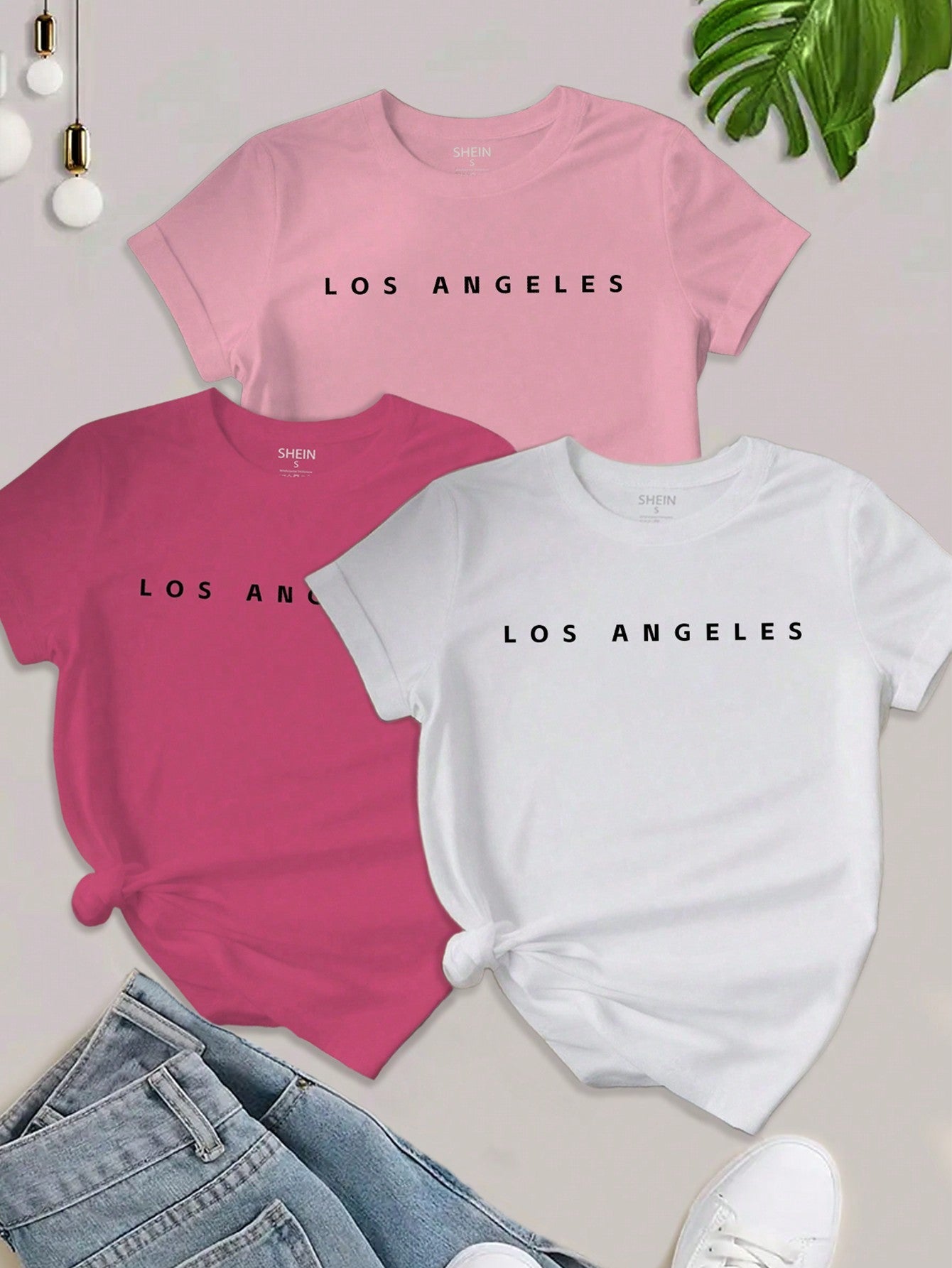 EZwear Women's Letter Printed Short Sleeve Top LOS ANGELES - WestLine Apparel