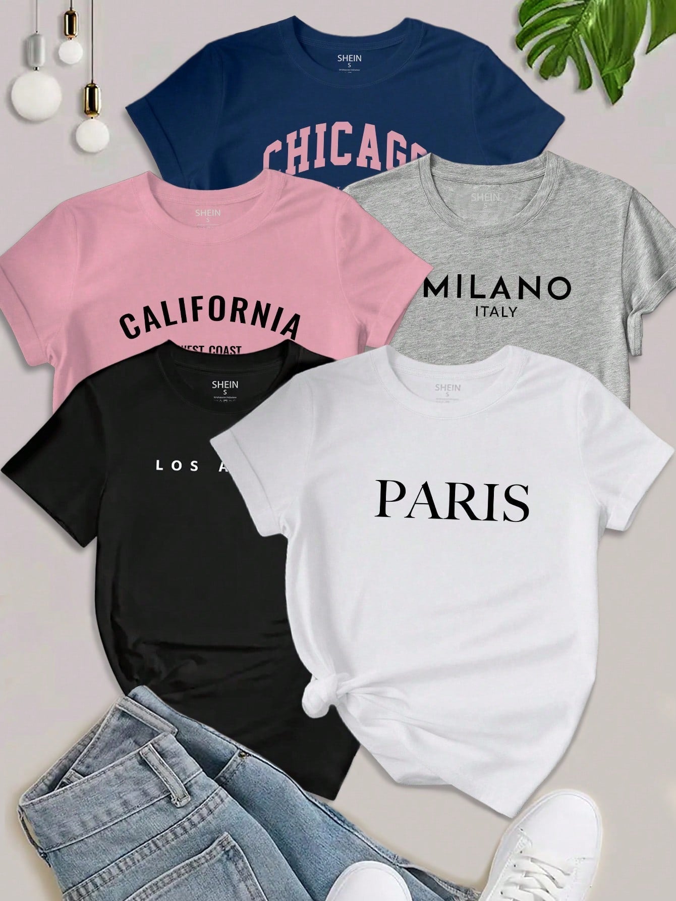 EZwear Women's Letter Printed Short Sleeve Top LOS ANGELES - WestLine Apparel