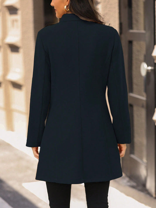 Essnce Solid Color Single Breasted Casual Woolen Jacket - WestLine Apparel