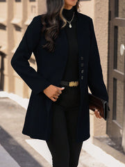 Essnce Solid Color Single Breasted Casual Woolen Jacket - WestLine Apparel