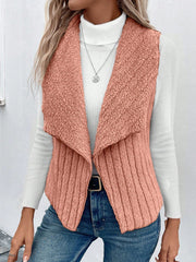 Essnce Waterfall Collar Open Front Flannel Vest Coat - WestLine Apparel