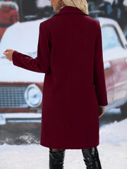 Frenchy Solid Color Double-breasted Mid-length Woolen Coat - WestLine Apparel