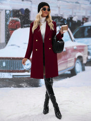 Frenchy Solid Color Double-breasted Mid-length Woolen Coat - WestLine Apparel