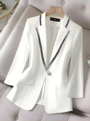 Frenchy Women's Slim Fit Solid Color Jacket With Lapel Collar - WestLine Apparel