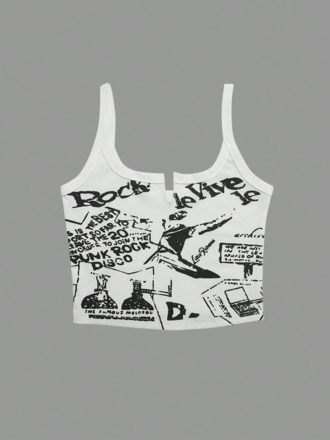 ICON Women's Summer Slogan Printed Notched V-Neck Casual Cami Top RS IS THE BEST TO JOIN THE PUNK ROCK DISCO - WestLine Apparel