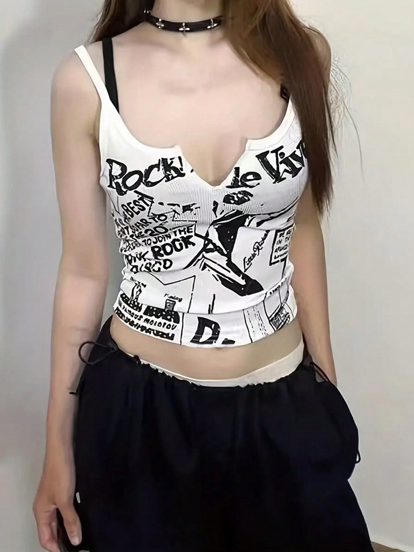 ICON Women's Summer Slogan Printed Notched V-Neck Casual Cami Top RS IS THE BEST TO JOIN THE PUNK ROCK DISCO - WestLine Apparel