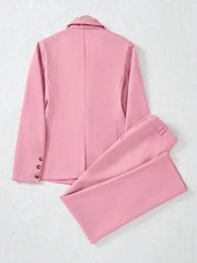 LUNE Solid Color Single-Breasted Long Sleeve Suit Jacket And Pants, Elegant Suit Set - WestLine Apparel