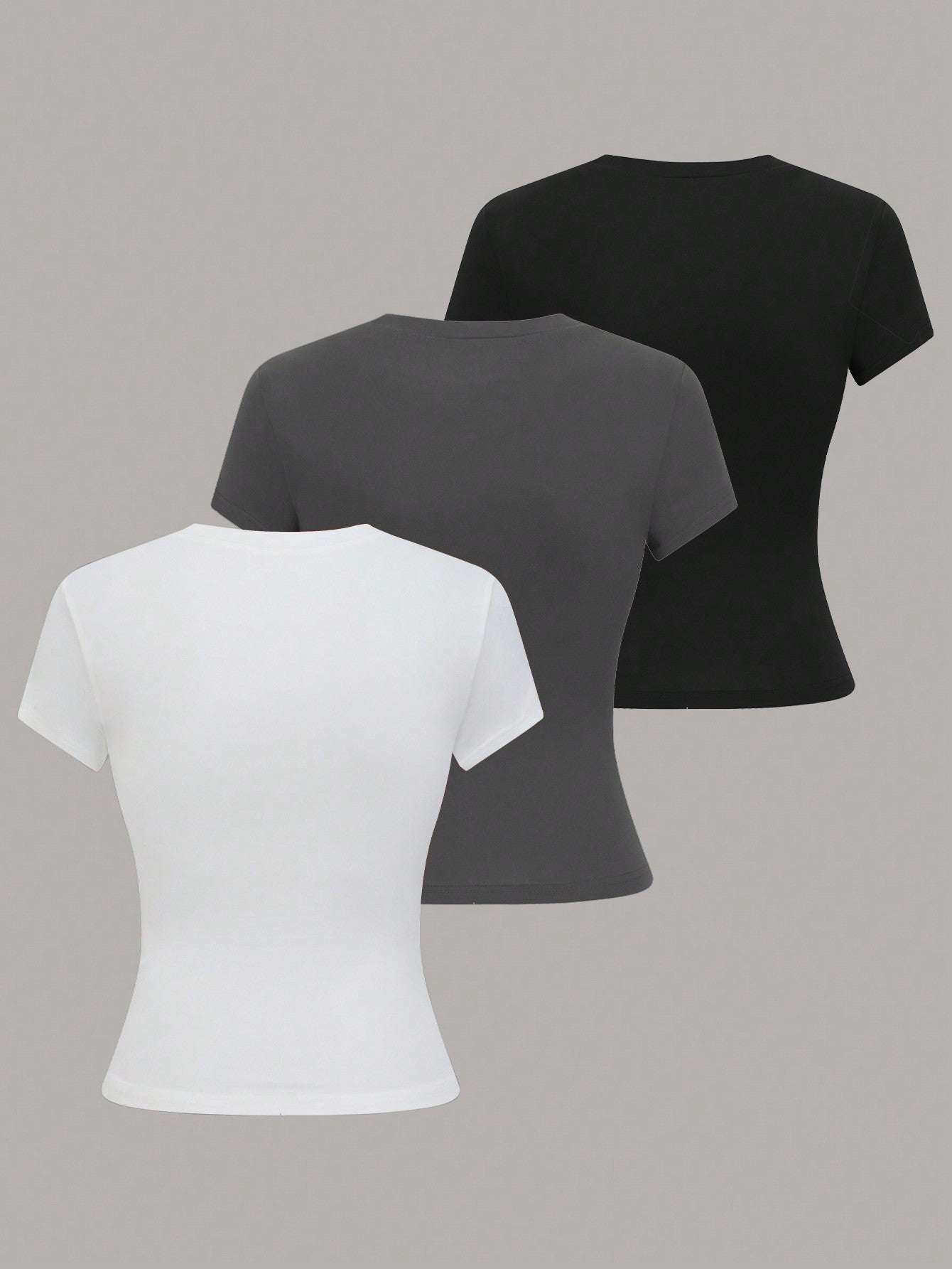 LUNE Women Summer Solid Color Crew Neck Short Sleeve Casual T-Shirt - WestLine Apparel