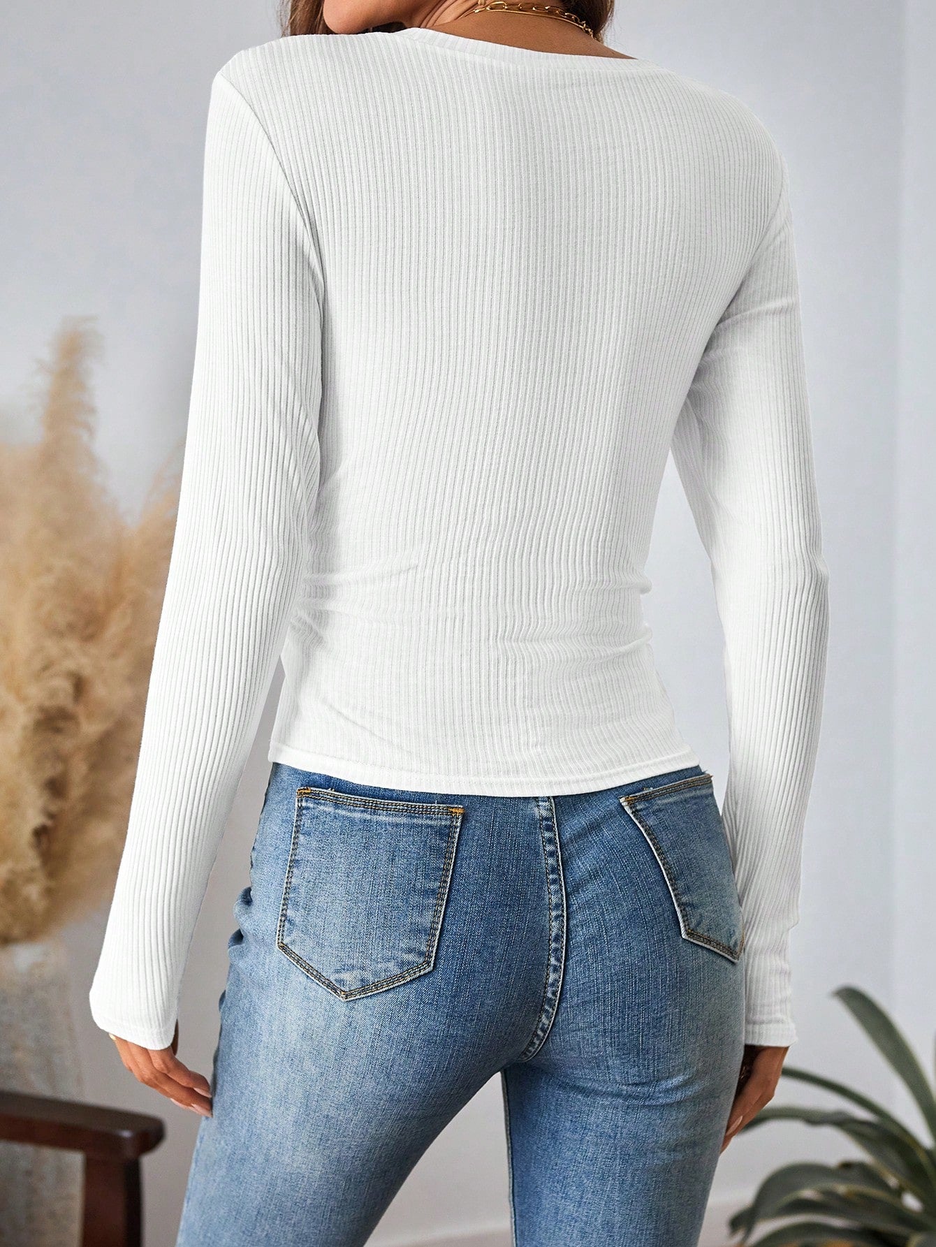 LUNE Women's Casual Ribbed Long Sleeve Slim Fit Base Layer T-Shirt, Suitable For Autumn & Winter - WestLine Apparel