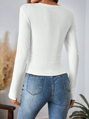 LUNE Women's Casual Ribbed Long Sleeve Slim Fit Base Layer T-Shirt, Suitable For Autumn & Winter - WestLine Apparel