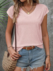 LUNE Women's Ombre V-Neck Short Sleeve Casual T-Shirt, Summer - WestLine Apparel
