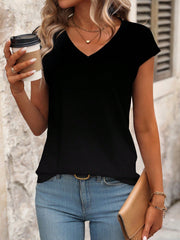 LUNE Women's Ombre V-Neck Short Sleeve Casual T-Shirt, Summer - WestLine Apparel