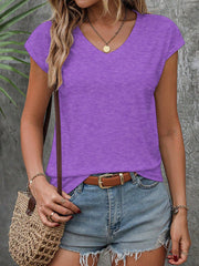 LUNE Women's Ombre V-Neck Short Sleeve Casual T-Shirt, Summer - WestLine Apparel