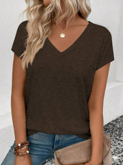 LUNE Women's Ombre V-Neck Short Sleeve Casual T-Shirt, Summer - WestLine Apparel