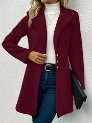 LUNE Women's Solid Color Lapel Woolen Jacket - WestLine Apparel