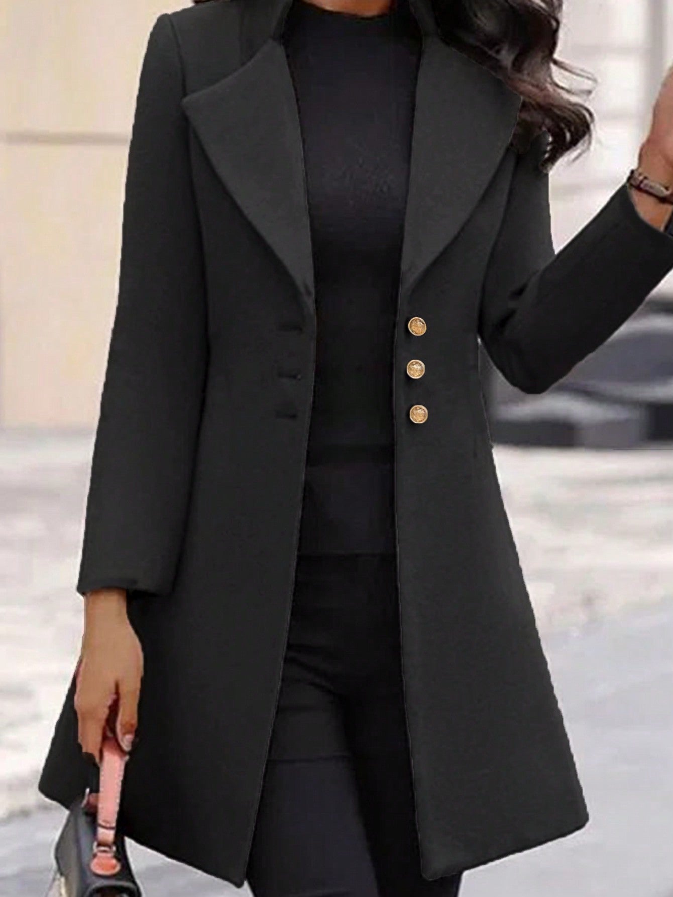 LUNE Women's Solid Color Lapel Woolen Jacket - WestLine Apparel