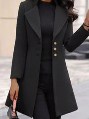 LUNE Women's Solid Color Lapel Woolen Jacket - WestLine Apparel