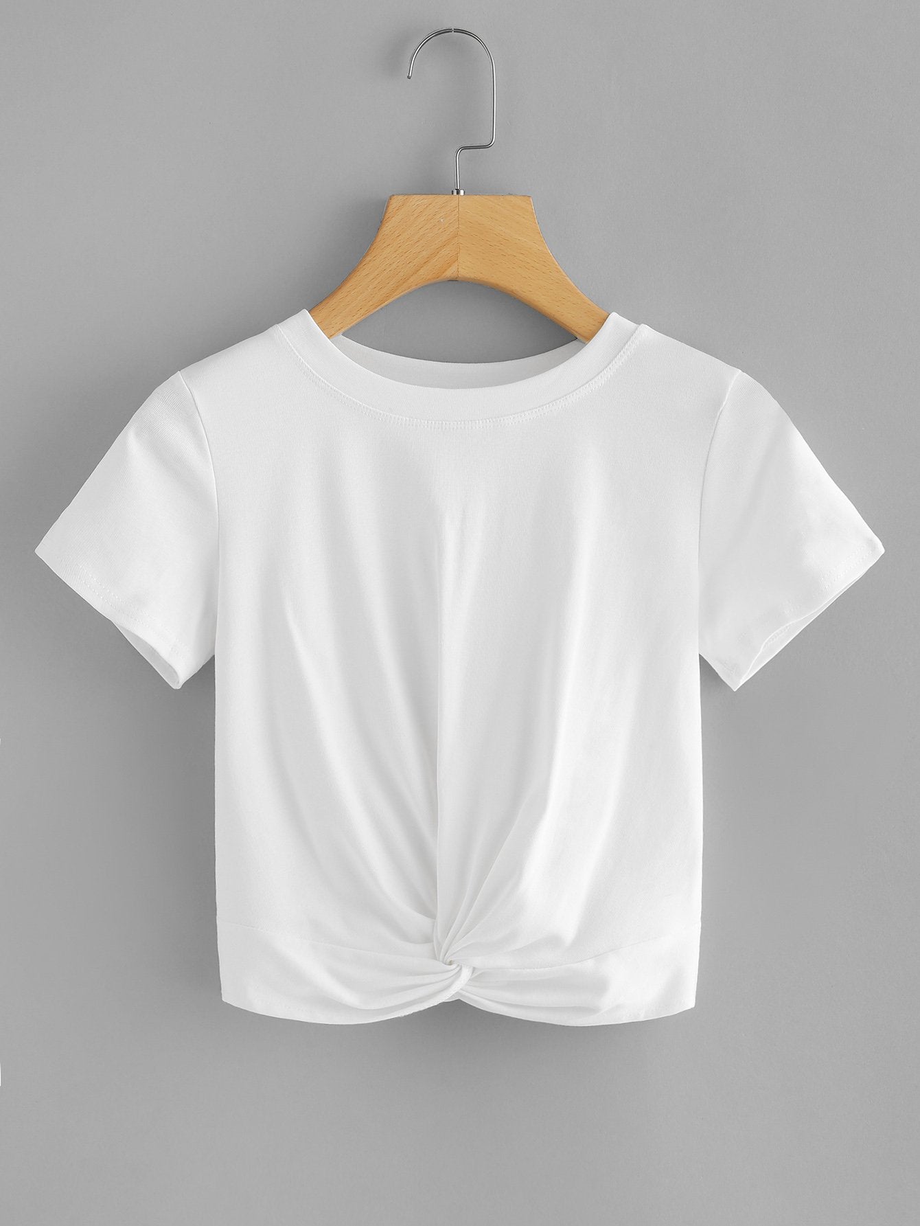 MOOSTA Solid Twist-Front Cropped Tee - WestLine Apparel