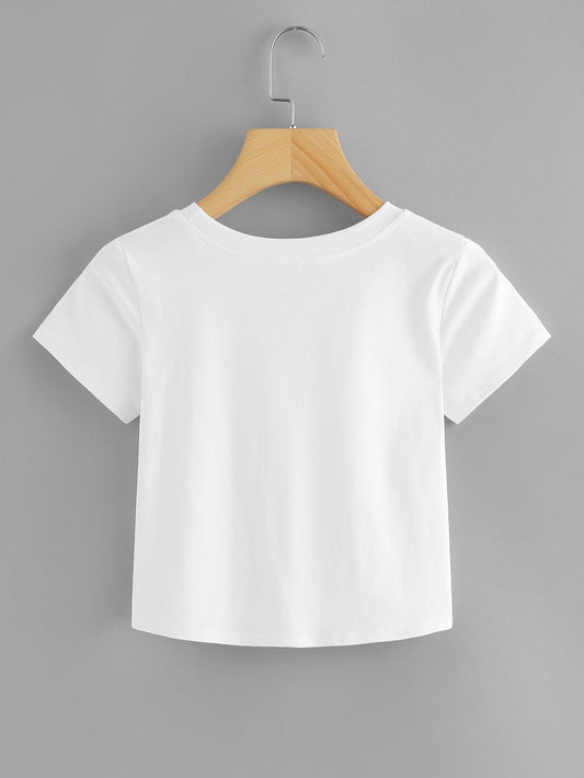 MOOSTA Solid Twist-Front Cropped Tee - WestLine Apparel