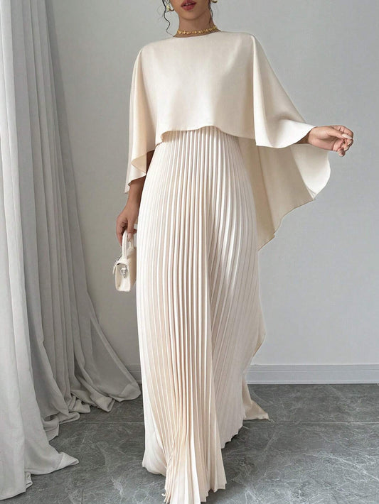SHEIN Privé Women Elegant Solid Color Minimalist Casual Poncho Sleeve Dress - WestLine Apparel