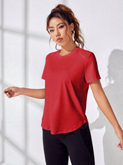 Sport Exploreva Patchwork Mesh Hollow Out Sport T-Shirt Gym Top - WestLine Apparel