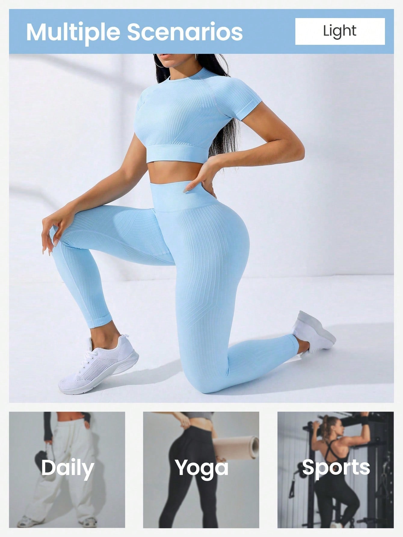Sport Seamluxe Solid Seamless High Stretch Crop Tee & Leggings - WestLine Apparel