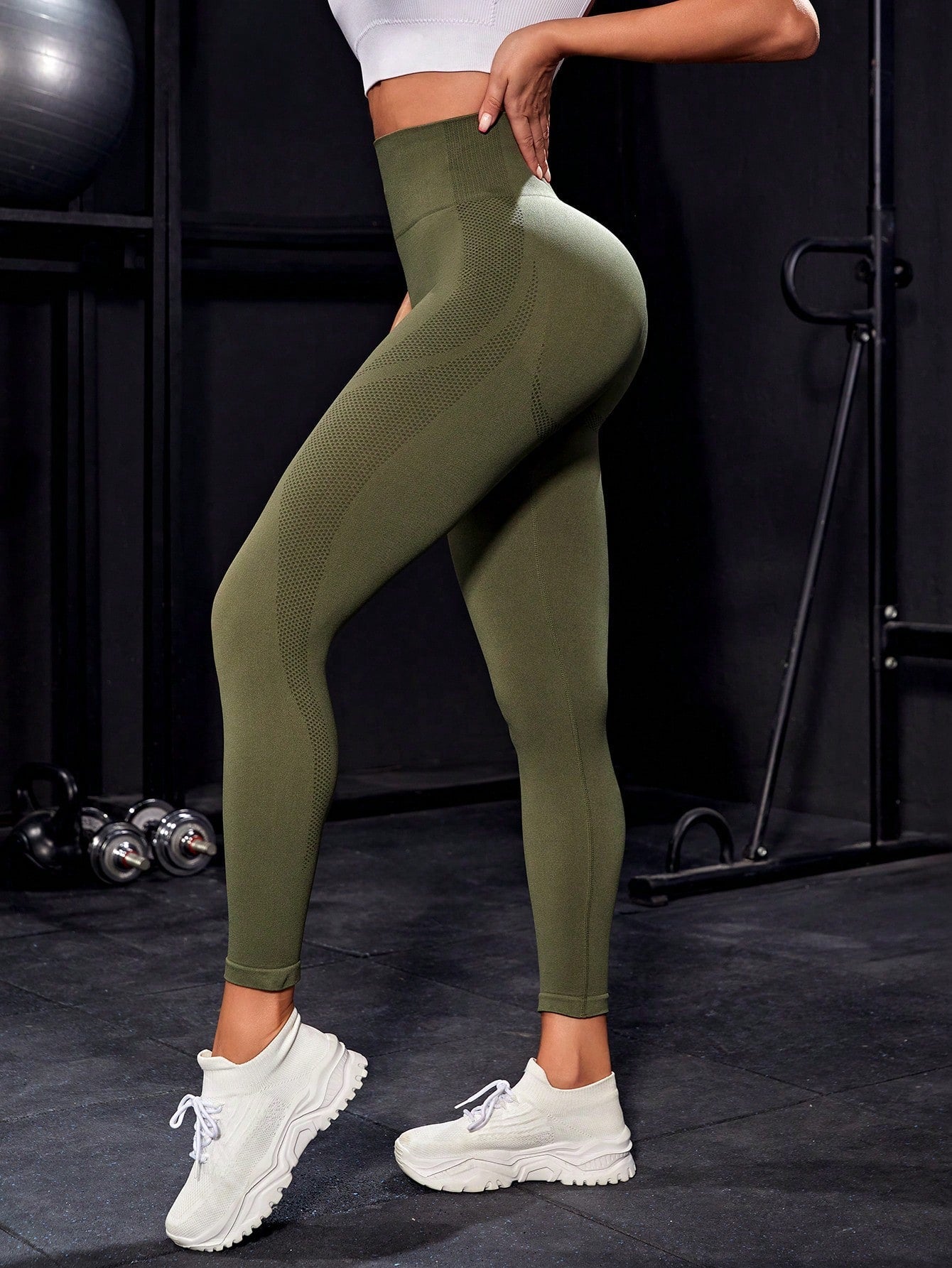 Sport Studio Wide Waistband Sports Leggings Butt Lift Spandex - WestLine Apparel
