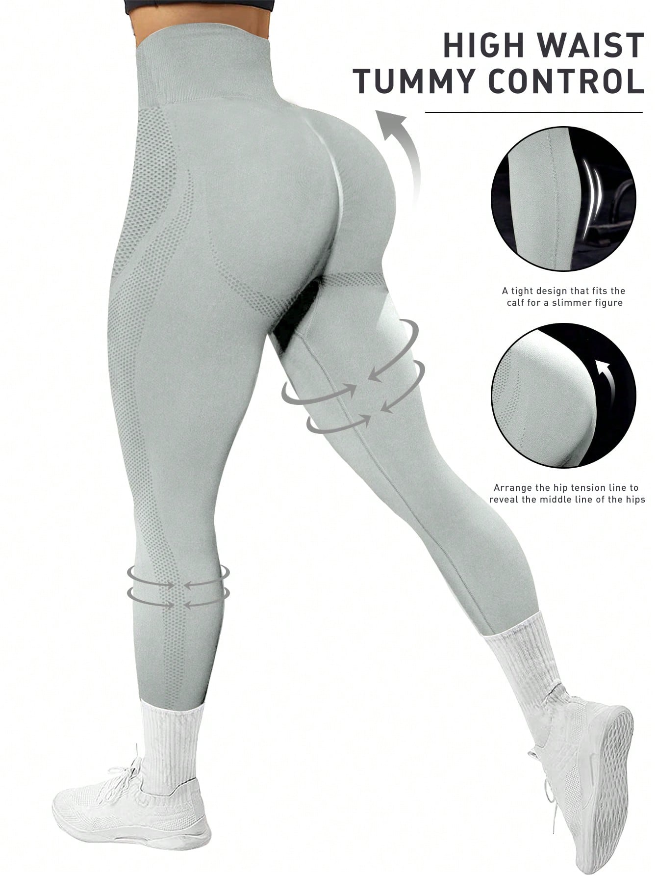 Sport Studio Wide Waistband Sports Leggings Butt Lift Spandex - WestLine Apparel