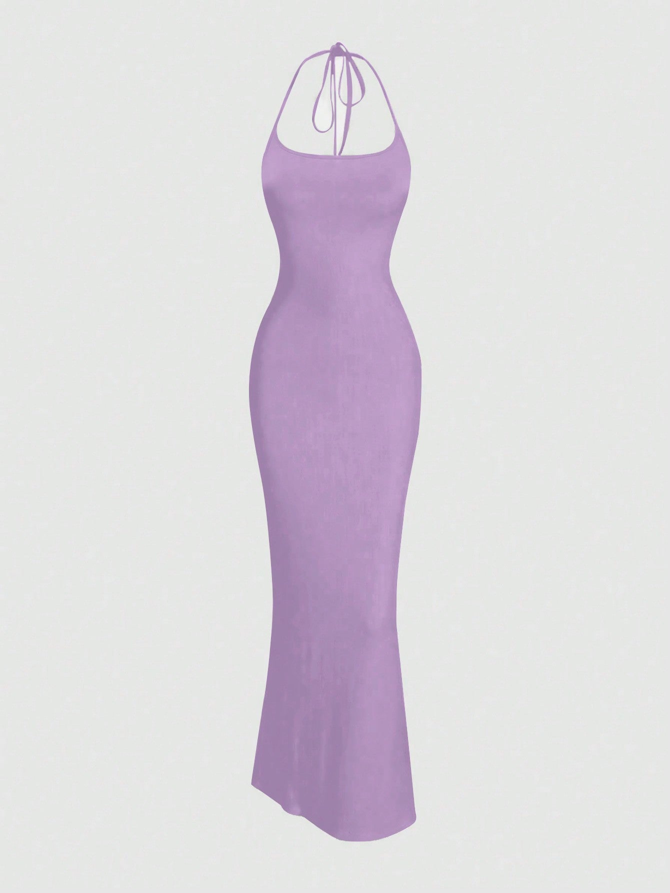 Sweetro Women Solid Color Minimalist Halter Tie Neck Velvet Long  Homecoming Dress - WestLine Apparel