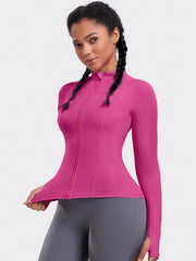 VUTRU 1pc Women Hot Pink Fitted Sports Jacket With Thumbholes, For Running & Yoga - WestLine Apparel