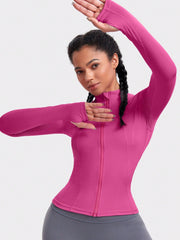 VUTRU 1pc Women Hot Pink Fitted Sports Jacket With Thumbholes, For Running & Yoga - WestLine Apparel