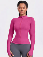 VUTRU 1pc Women Hot Pink Fitted Sports Jacket With Thumbholes, For Running & Yoga - WestLine Apparel