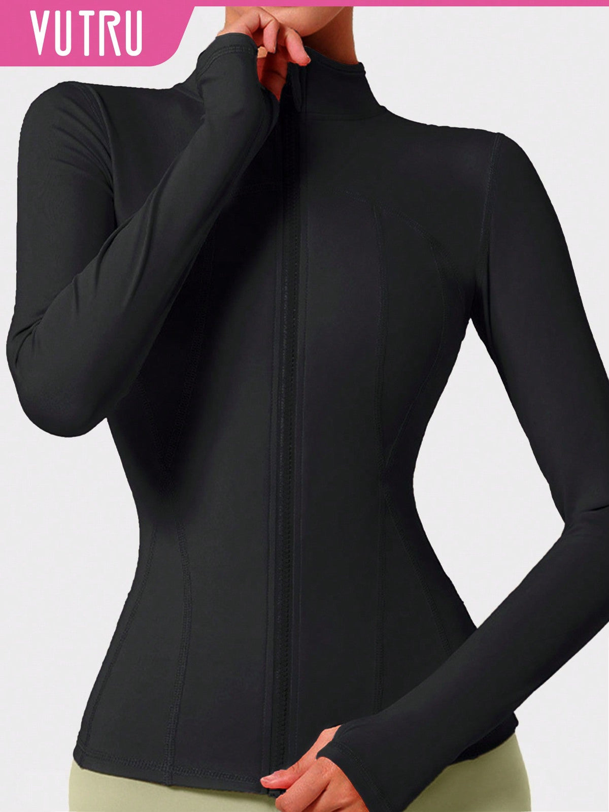 VUTRU 1pc Women Hot Pink Fitted Sports Jacket With Thumbholes, For Running & Yoga - WestLine Apparel