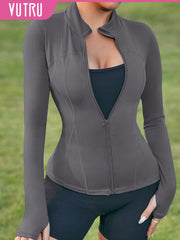 VUTRU 1pc Women Hot Pink Fitted Sports Jacket With Thumbholes, For Running & Yoga - WestLine Apparel