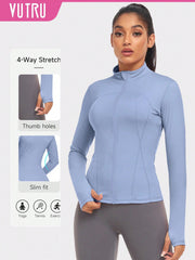 VUTRU 1pc Women Hot Pink Fitted Sports Jacket With Thumbholes, For Running & Yoga - WestLine Apparel