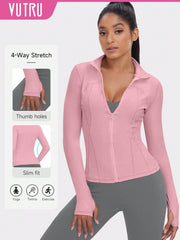 VUTRU 1pc Women Hot Pink Fitted Sports Jacket With Thumbholes, For Running & Yoga - WestLine Apparel