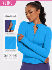 VUTRU 1pc Women Hot Pink Fitted Sports Jacket With Thumbholes, For Running & Yoga - WestLine Apparel
