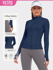 VUTRU 1pc Women Hot Pink Fitted Sports Jacket With Thumbholes, For Running & Yoga - WestLine Apparel