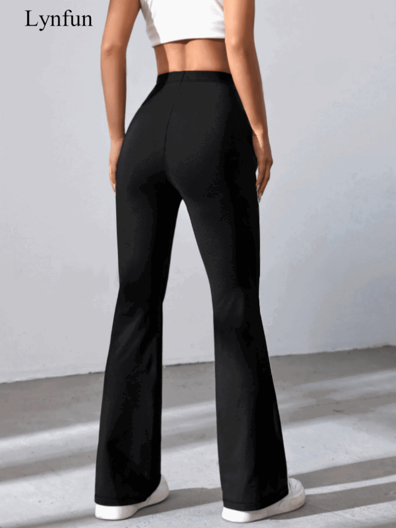 Women's High Waist Solid Color Bell Bottom Sports Yoga Pants Compression Tights Running Workout Bottoms - WestLine Apparel