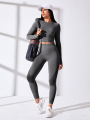 Yoga Basic 2pcs Seamless Yoga Set Sports Suit Thumbholes & Raglan Sleeve Top Hip-Hugging Leggings - WestLine Apparel